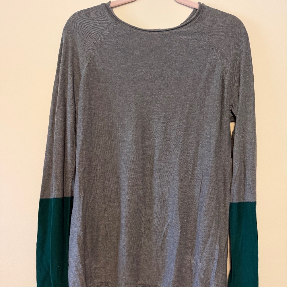T by Alexander Wang Grey & Green Color Block Sweater